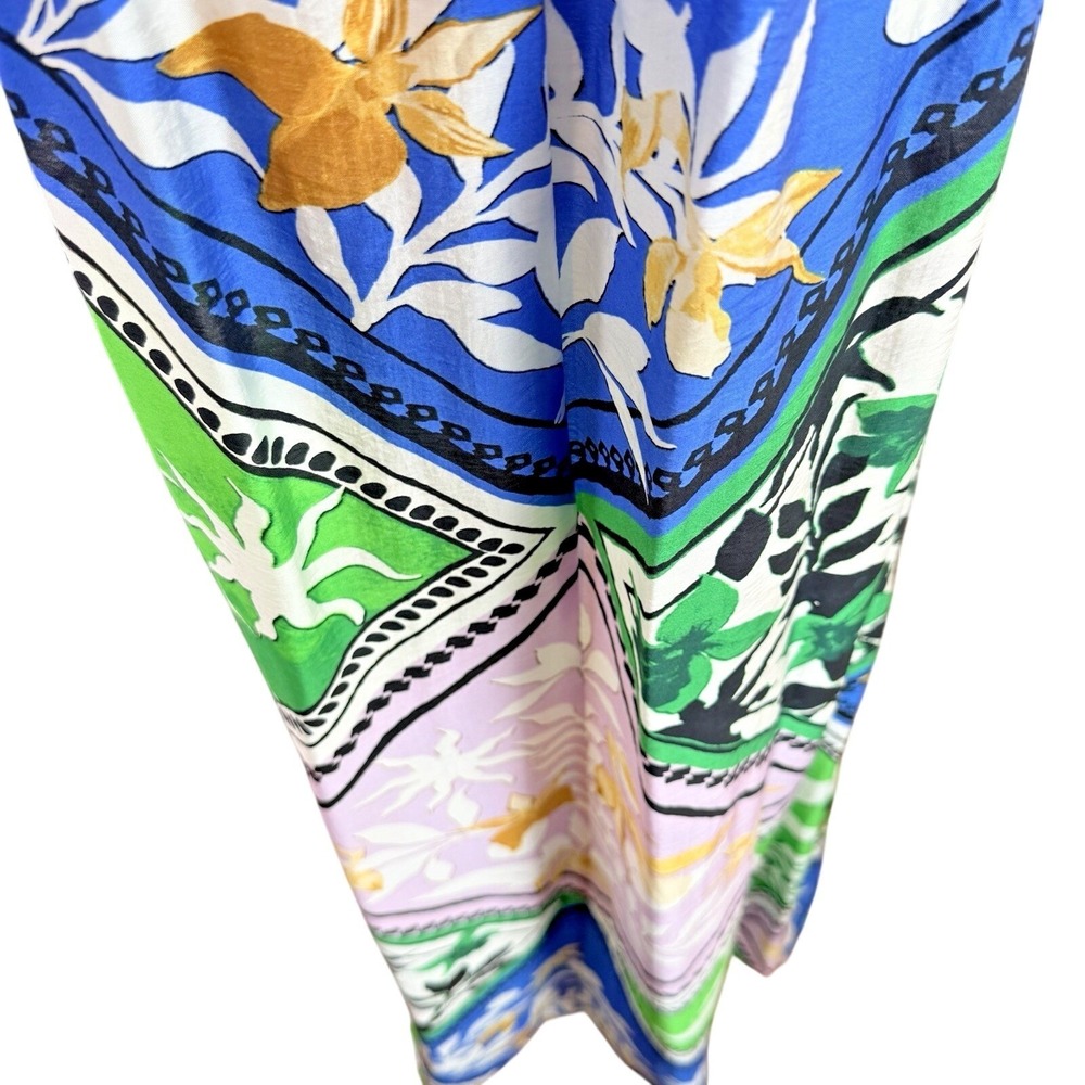 INC Women's Halter Blue Green & Lavender Floral Print Midi Scarf Dress Sz M NWT - Picture 7 of 12